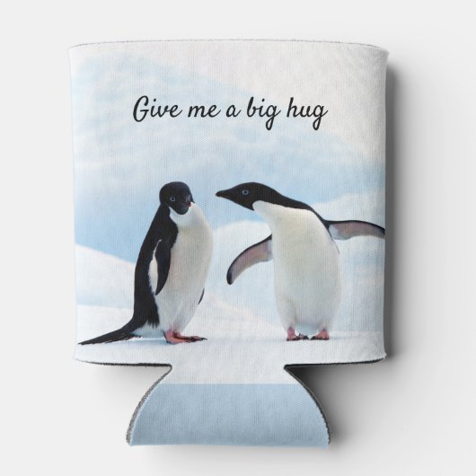 Grote knuffel Penguin op ijsfoto met tekst Blikjeskoeler (Achterkant)