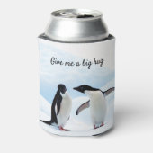 Grote knuffel Penguin op ijsfoto met tekst Blikjeskoeler (Blikje Achterkant)