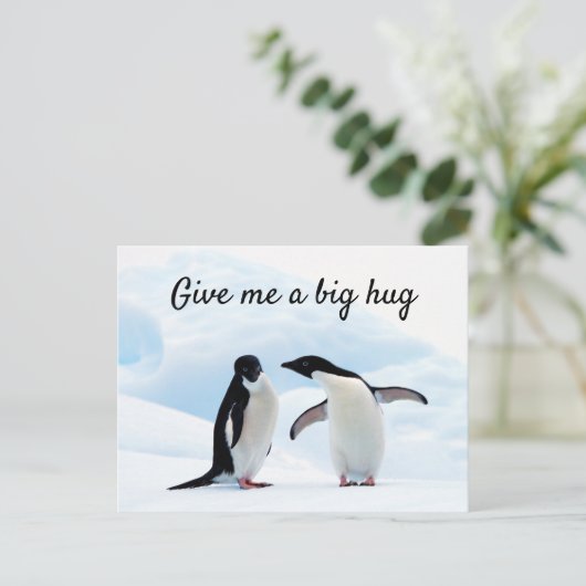 Grote knuffel Penguin op ijsfoto met tekst Briefkaart (Staand voorkant)