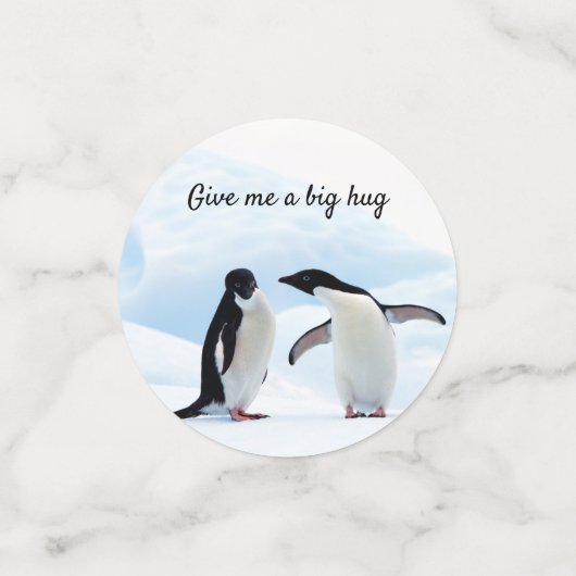 Grote knuffel Penguin op ijsfoto met tekst Confetti (Kleine voorkant)
