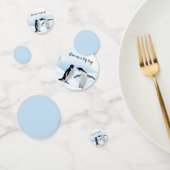 Grote knuffel Penguin op ijsfoto met tekst Confetti (Groep)