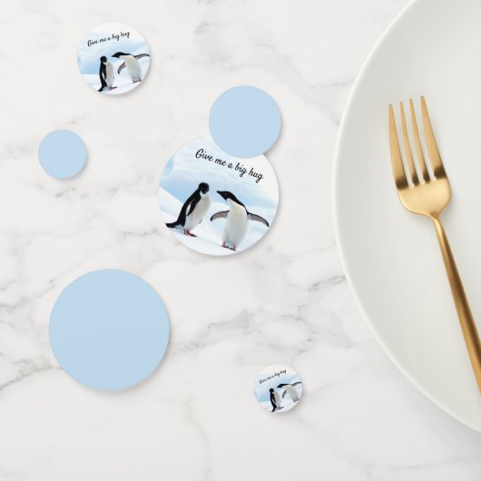 Grote knuffel Penguin op ijsfoto met tekst Confetti (Groep)