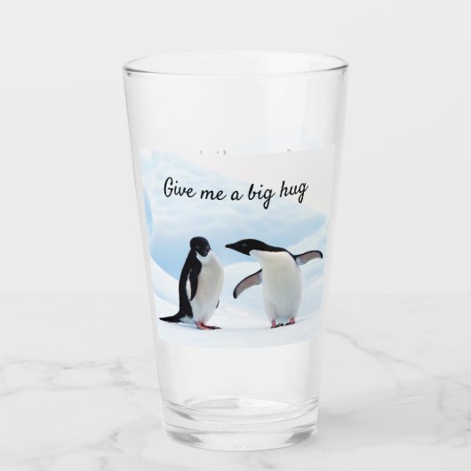 Grote knuffel Penguin op ijsfoto met tekst Glas (Achterkant)