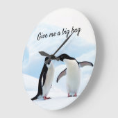 Grote knuffel Penguin op ijsfoto met tekst Grote Klok (Hoek)