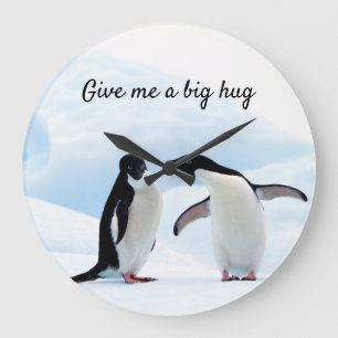 Grote knuffel Penguin op ijsfoto met tekst Grote Klok