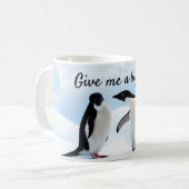 Grote knuffel Penguin op ijsfoto met tekst Koffiemok (Voorkant links)