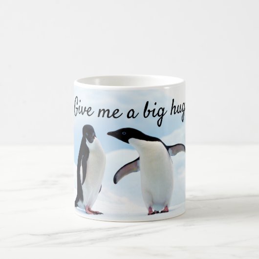 Grote knuffel Penguin op ijsfoto met tekst Koffiemok (Center)