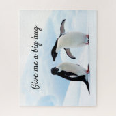 Grote knuffel Penguin op ijsfoto met tekst Legpuzzel (Verticaal)