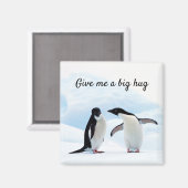 Grote knuffel Penguin op ijsfoto met tekst Magneet (Voorkant / Achterkant)