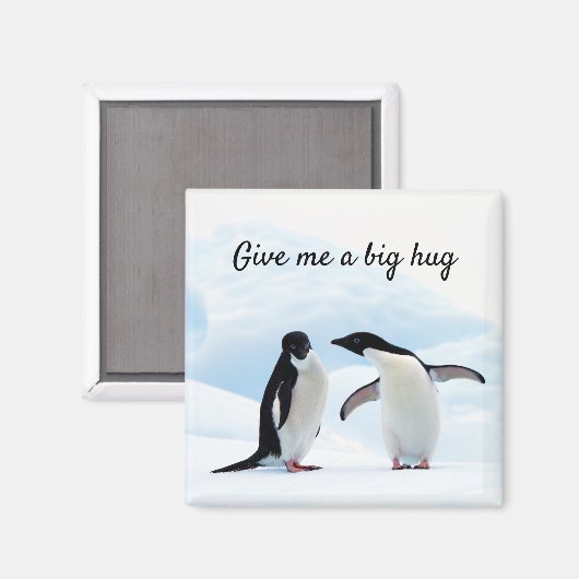 Grote knuffel Penguin op ijsfoto met tekst Magneet (Voorkant / Achterkant)
