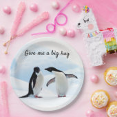 Grote knuffel Penguin op ijsfoto met tekst Papieren Bordje (Feest)