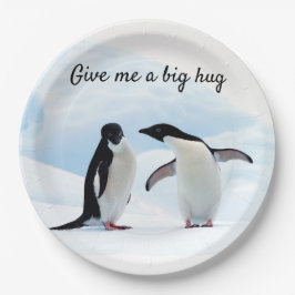 Grote knuffel Penguin op ijsfoto met tekst Papieren Bordje