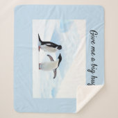 Grote knuffel Penguin op ijsfoto met tekst Sherpa Deken (Voorkant)