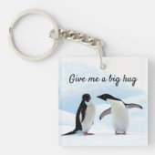 Grote knuffel Penguin op ijsfoto met tekst Sleutelhanger (Voorkant)
