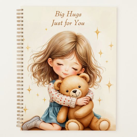 Grote Knuffels Schattig Meisje dat een Teddydbeer  Planner (Voorkant)