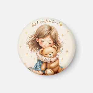 Grote knuffels Schattig meisje knuffelt teddybeer Magneet