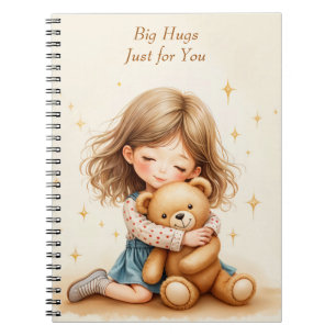Grote knuffels Schattig meisje knuffelt teddybeer Notitieboek