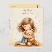 Grote Knuffels Schattige Meisje Knuffelen Teddy Be Briefkaart (Voorkant / Achterkant)