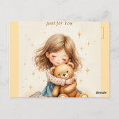 Grote Knuffels Schattige Meisje Knuffelen Teddy Be Briefkaart (Achterkant)