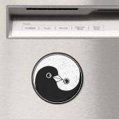 Grote Koelkastmagneet met b/w YinYang vredesduiven Magneet (Insitu (Vaatwasser))