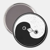Grote Koelkastmagneet met b/w YinYang vredesduiven Magneet (Voorkant / Achterkant)