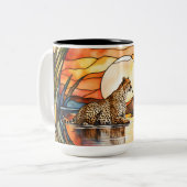 Grote koffie Mok gebrandschilderd cheetah (Voorkant links)