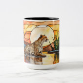 Grote koffie Mok gebrandschilderd cheetah (Center)