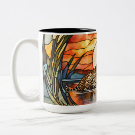 Grote koffie Mok gebrandschilderd cheetah