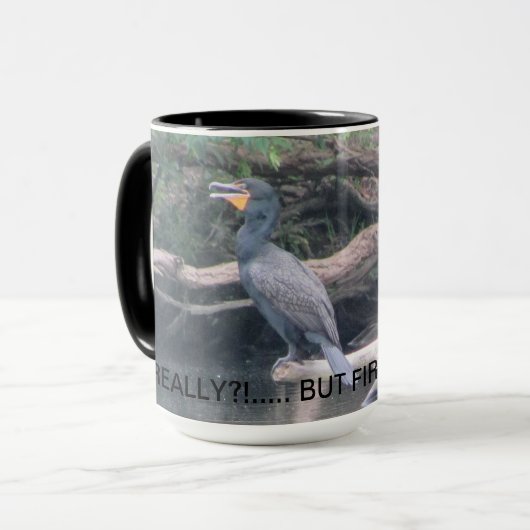 Grote koffie-Mok met Cormorant Bird Couple Mok (Voorkant links)