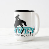 Grote koffie-mok met zwarte logo tweekleurige koffiemok (Voorkant rechts)