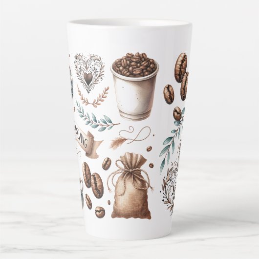 Grote koffiebeker Liefde is aan het broeien Latte Mok (Voorkant)