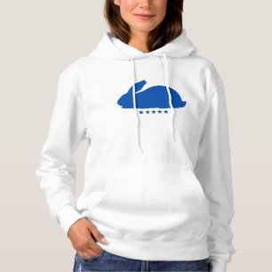 Grote Konijn Silhouet in Blauw  Hoodie