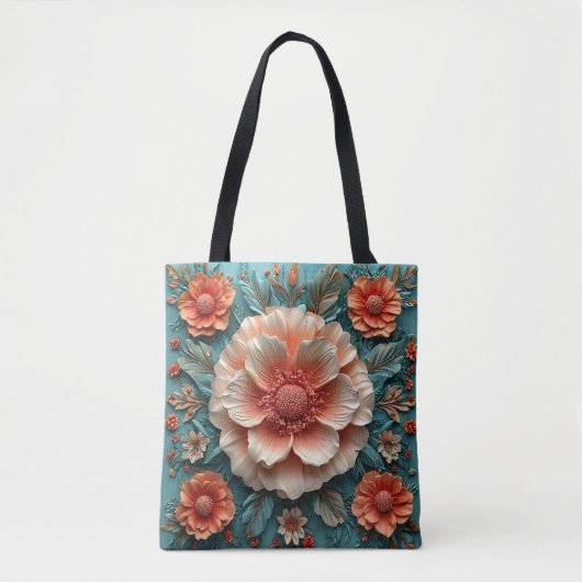 Grote Koraalbloemen Tote Bag (Voorkant)