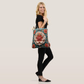 Grote Koraalbloemen Tote Bag (Op model)