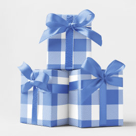 Grote korenbloem blauw en wit geruit cadeaupapier