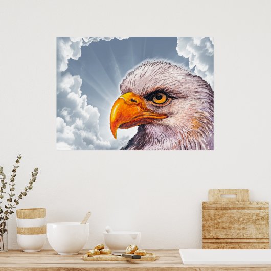 Grote krachtige Bald Eagle Poster Hope for America (Keuken)
