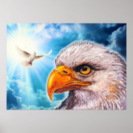 Grote krachtige Bald Eagle Poster Hope for America