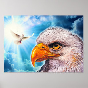 Grote krachtige Bald Eagle Poster Hope for America