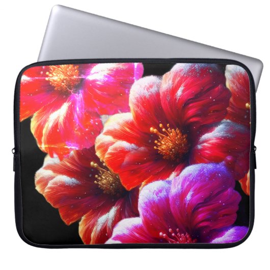 Grote, Krachtige, Mooie Bloemen op een Elektronica Laptop Sleeve (Voorkant)