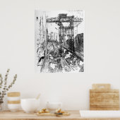 Grote kranen in Miraflores Lock - Joseph Pennell Poster (Keuken)