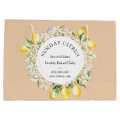 Grote krans van gele citroenen en witte bloemen groot cadeauzakje (Achterkant)