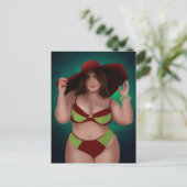 GROTE  KUBBY BBW ART WOMAN BIKINI BRIEFKAARTEN (Staand voorkant)