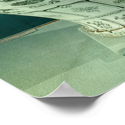 Grote "Kuoan"-vaas met blauwe bloemen Poster (Hoek)