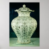 Grote "Kuoan"-vaas met blauwe bloemen Poster (Voorkant)