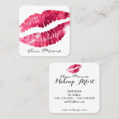Grote kus lippen met een klasje. vierkante visitekaartje (Voorkant / Achterkant)