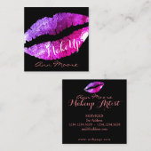 Grote kus lippen met een klasje. vierkante visitekaartje (Voorkant / Achterkant)