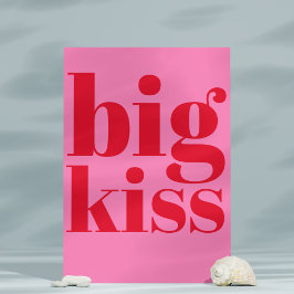 Grote Kus! Modern Krachtig Rood - Heet Roze Typogr Briefkaart