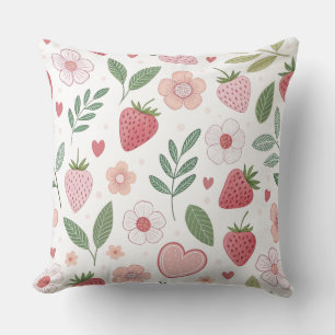 Grote kussensloop met aardbeimotief 50x50 kussen