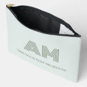 Grote kustblauwe geometrische monogram accessoire etui (Open)