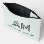 Grote kustblauwe geometrische monogramaccessoire etui (Open)